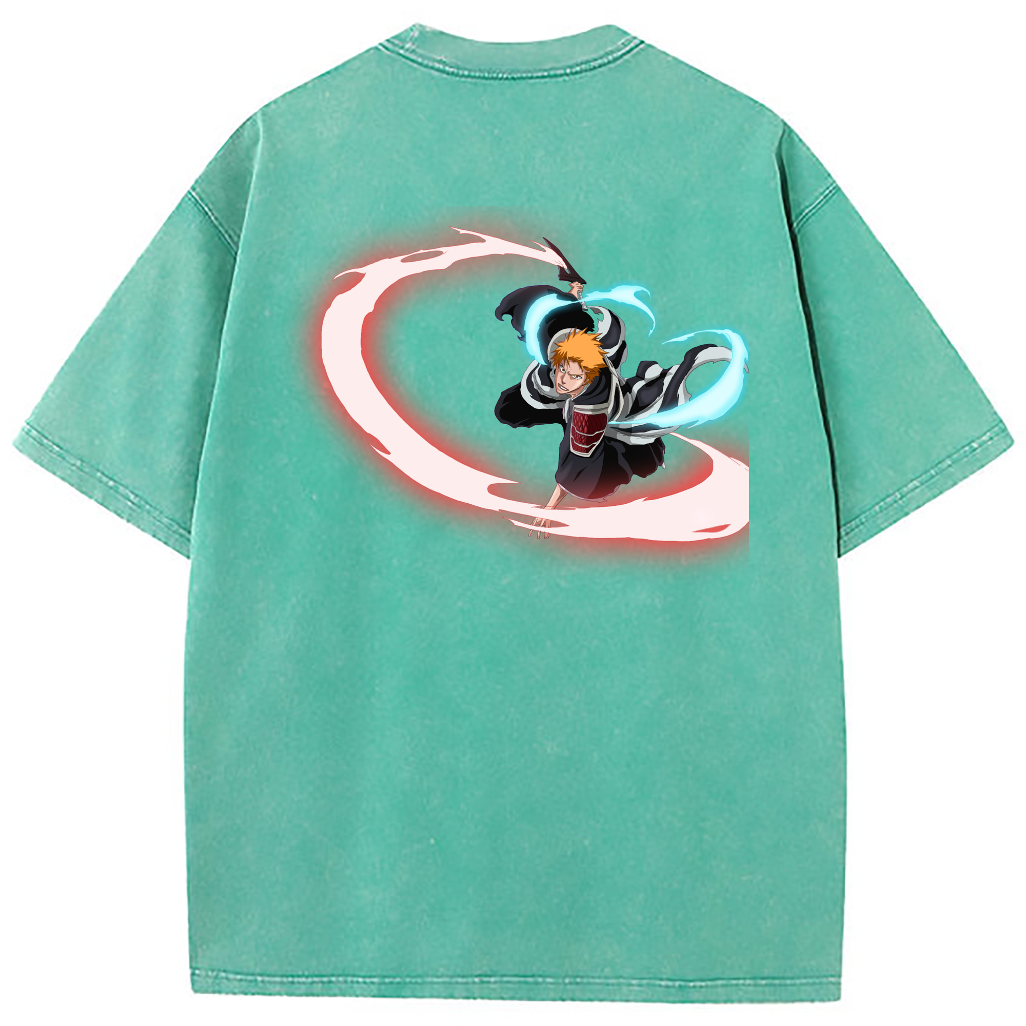 （画像用） ブリーチ 黒崎一護（くろさき いちご）BLEACH Kurosaki Ichigo 綿100% ヴィンテージ風 半袖Tシャツ（背面プリント）